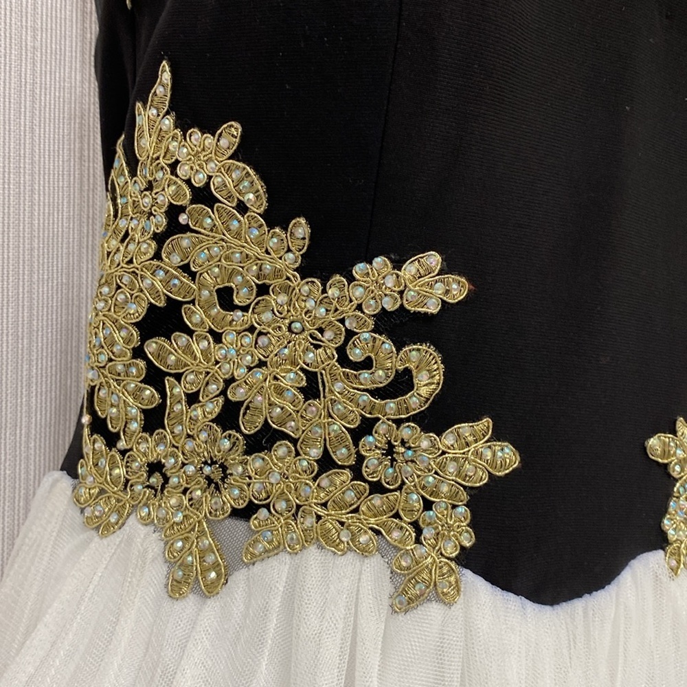 Blondie Nites Short Halter Dress Black White and Gold Homecoming Prom Size 3 EUC - Picture 4 of 13